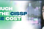 Banner image with the text 'How Much Does the CISSP Course Cost?' in bold, featuring a man analyzing digital data displayed on a transparent screen. The Zabeel Institute logo and website URL are also included.