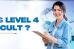Promotional image featuring a smiling woman holding a clipboard and pen, with the text 'Is CIPS Level 4 Difficult?' displayed prominently. The background includes a digital world map, an airplane, and shipping elements, representing global logistics and supply chain. Zabeel International Institute logo and website URL (https://zabeel-international.com/) are also shown.