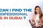 A smiling man and woman discussing something while holding a tablet and laptop, standing in a modern grid-like virtual background. The text on the left reads: "Where can I find the best professional classes in Dubai?" Includes the Zabeel Institute logo and website URL (https://zabeel-international.com/).